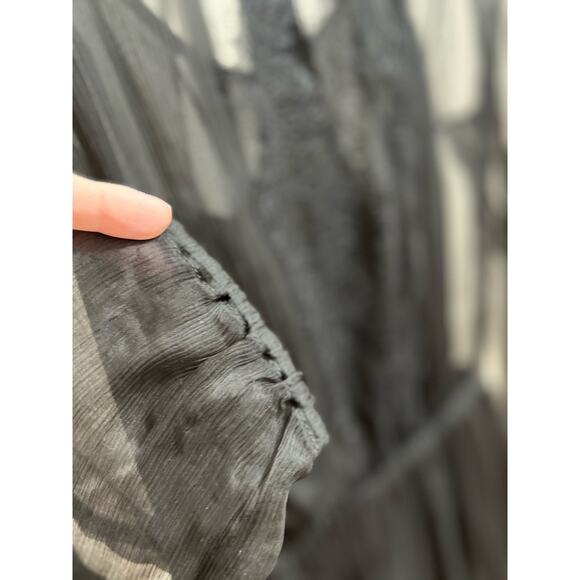 Krisa/ Revolve Sz‎ Medium Lace Chiffon High Neck Cascade Midi Slip Dress NWT - Picture 3 of 12